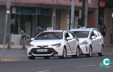 Imagen de una de las paradas de taxi habilitadas en Cádiz capital. 