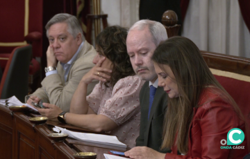 Bancada de la formación socialista en el transcurso de un Pleno municipal