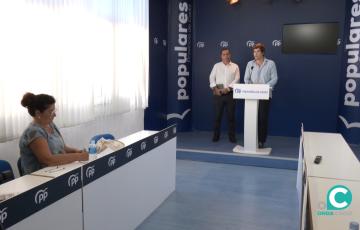 El diputado nacional del PP por Cádiz Miguel Sastre, en rueda de prensa. 