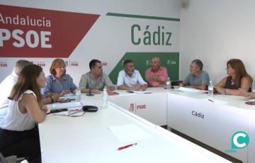 Encuentro mantenido este lunes entre CCOO y UGT y el PSOE provincial. 