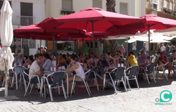 Aspecto de una terraza en la plaza de la Catedral 