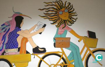 Imagen del mural inaugurado este viernes en la biblioteca Adolfo Suárez.