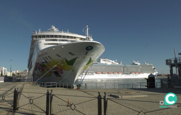 Buques de pasajeros este jueves atracados en el muelle de la capital gaditana