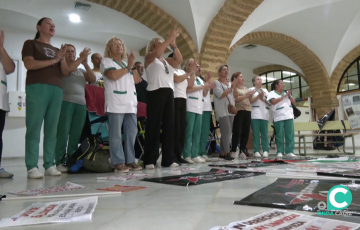 Un momento de la movilización este lunes en el centro