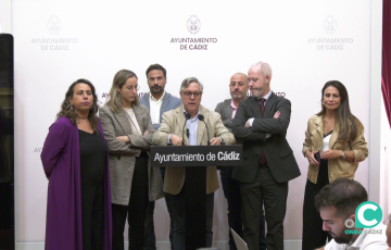El grupo muncipal socialista en la rueda prensa de este jueves en el Ayuntamiento