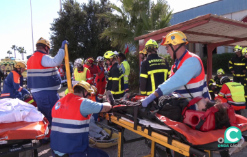 Un momento del ejercicio de simulacro de este jueves