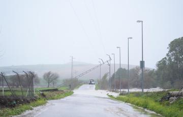 Caída del tendido eléctrico en la carretera de Villamartín a Bornos 