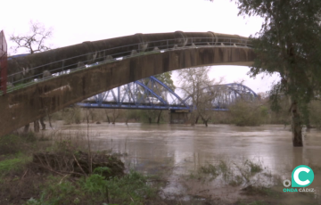 Crecida del rio Guadalete a su paso por Jerez