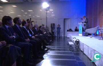 El consejero de Industria durante su intervención en el acto.