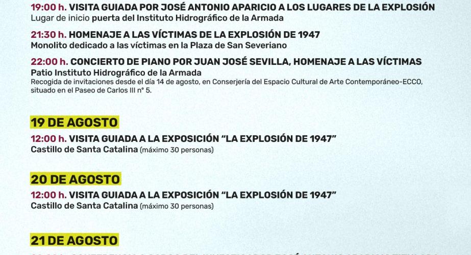 El próximo lunes comienzan los actos con motivo del 78 aniversario de la explosión de 1947