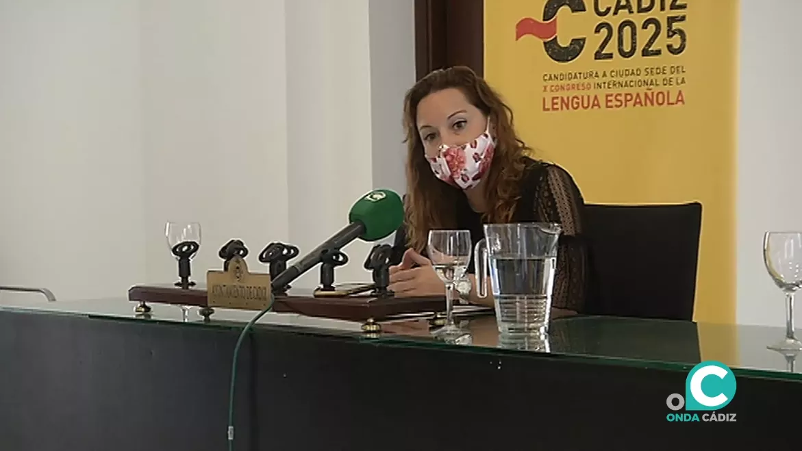 Lorena Garrón durante la rueda de prensa.