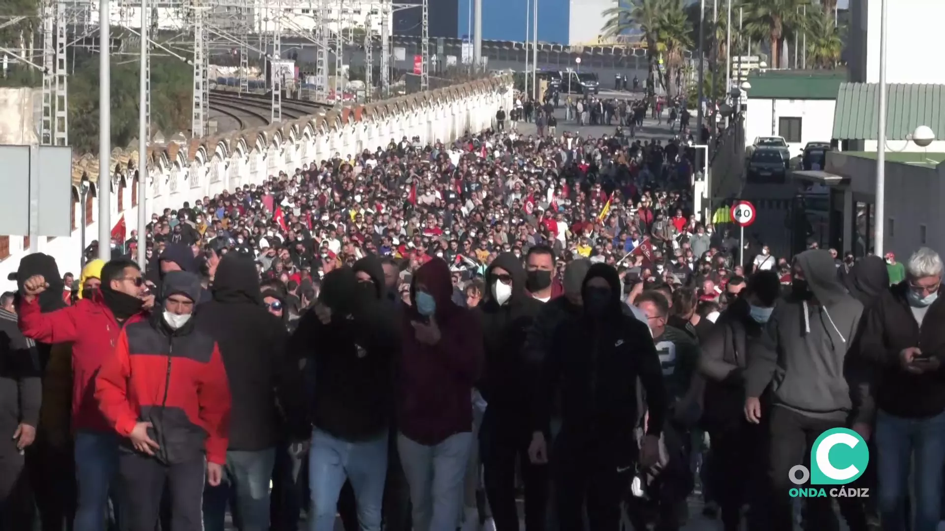 La manifestación a su paso por la avenida de la Independencia.
