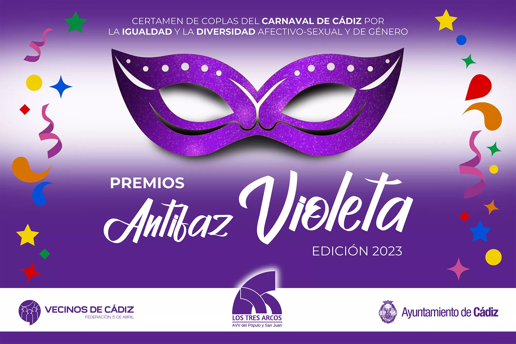 La Asociación Vecinal del Pópulo y San Juan "Los tres Arcos" invita a todos los gaditanos y visitantes a disfrutar de una jornada de Carnaval reivindicativa