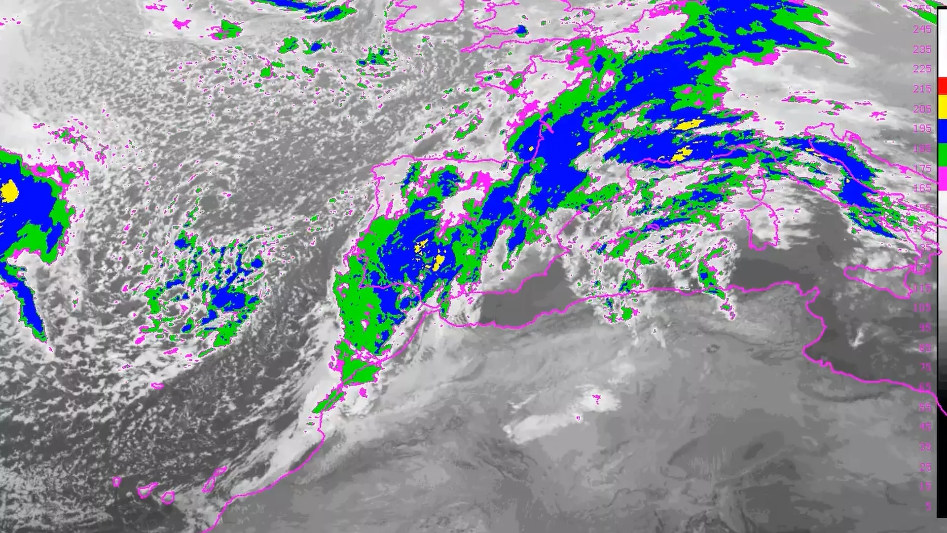 Frente frío discurriendo de oeste a este durante la jornada de hoy