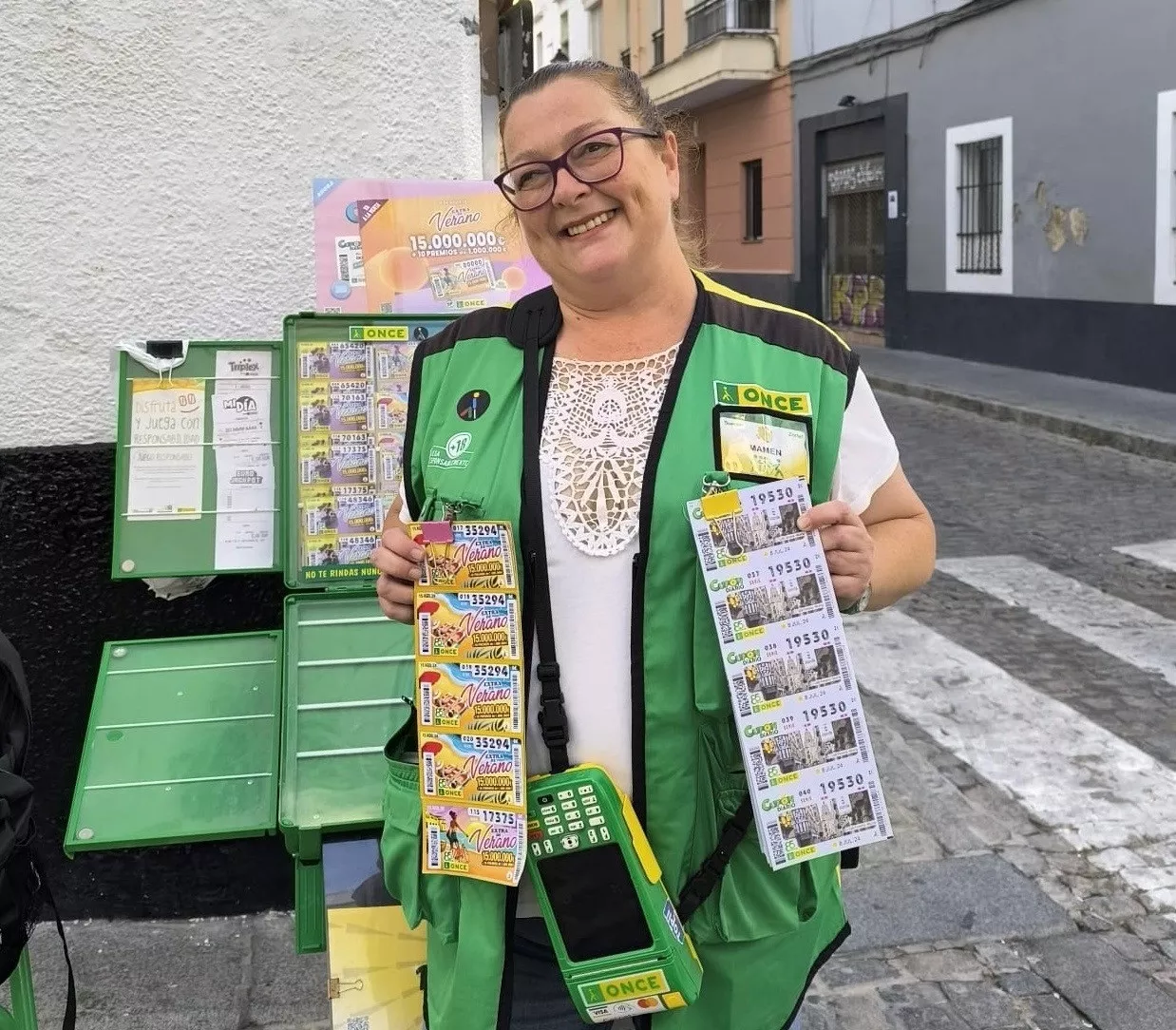 La vendedora de la ONCE María del Carmen García.