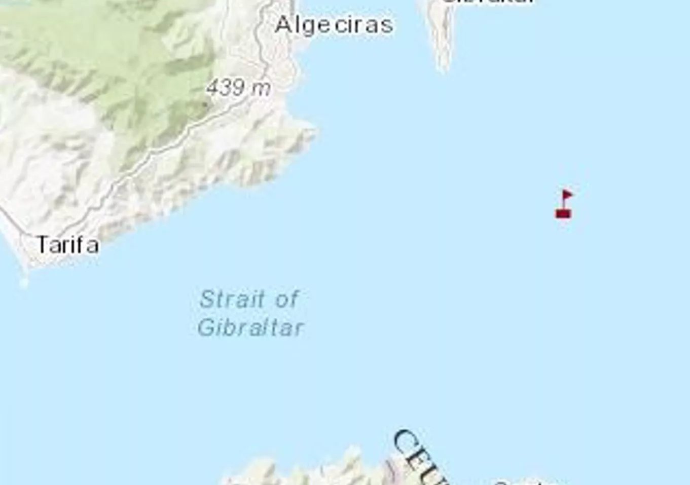 Zona del choque entre los dos navios en aguas del Estrecho