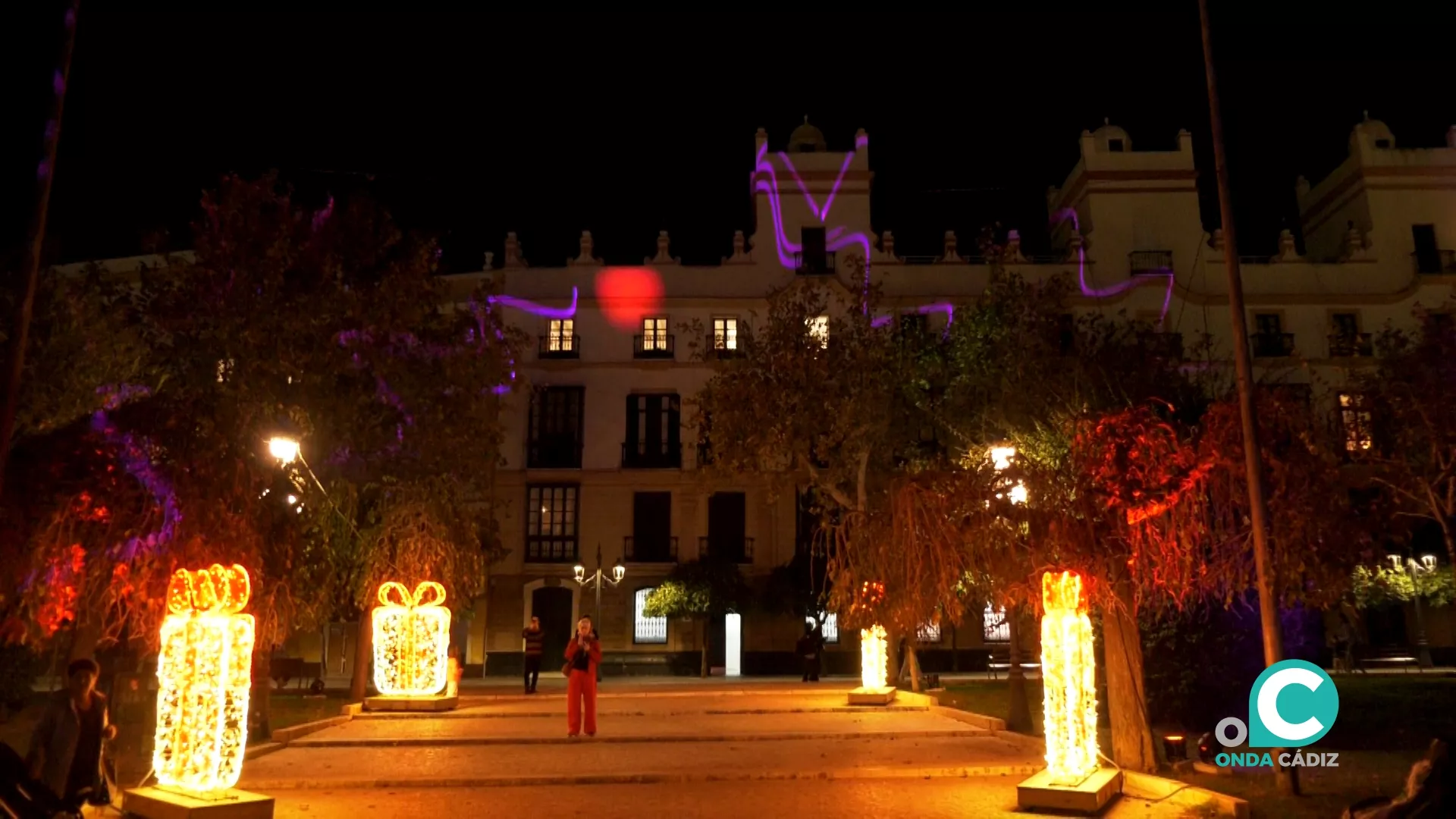 Espectáculo de luces en Plaza de España. 