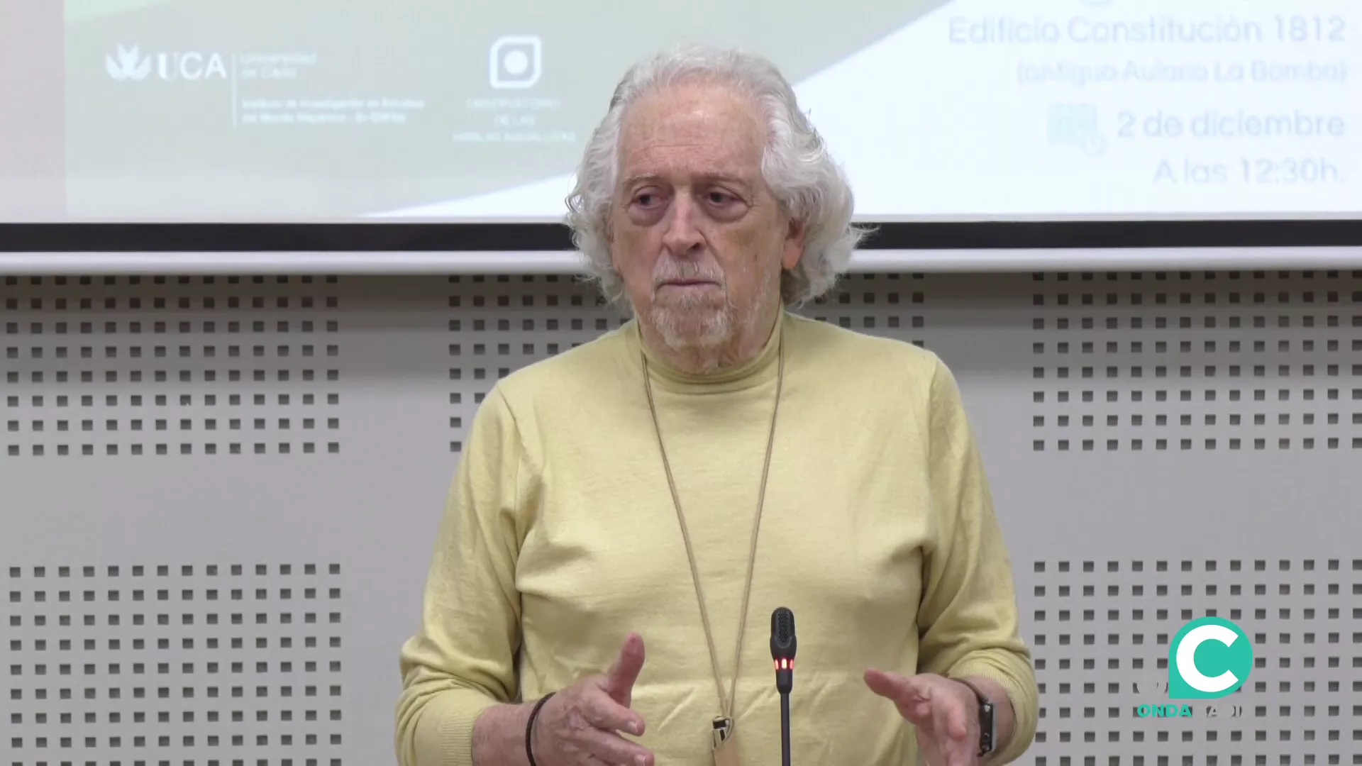 El histórico político andalucista durante su intervención