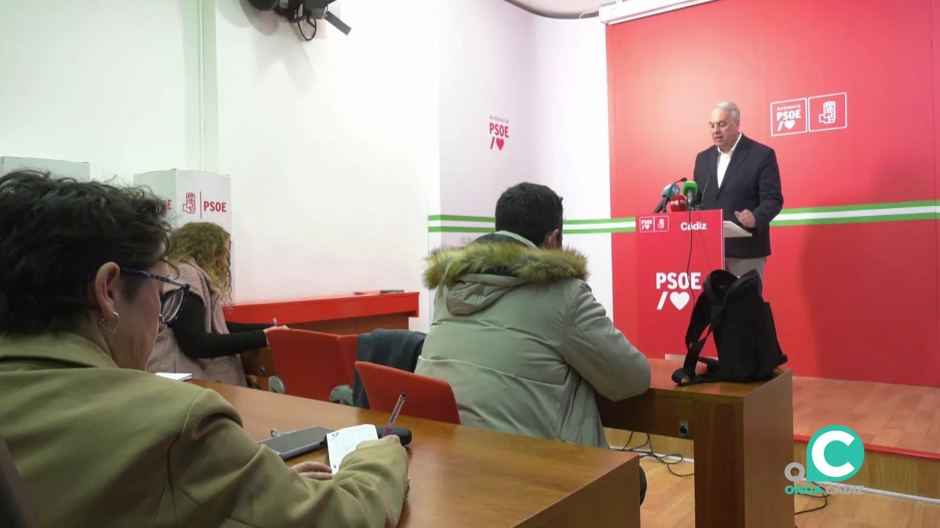 Un momento de la intervención del secretario general de la formación en la jornada de este lunes