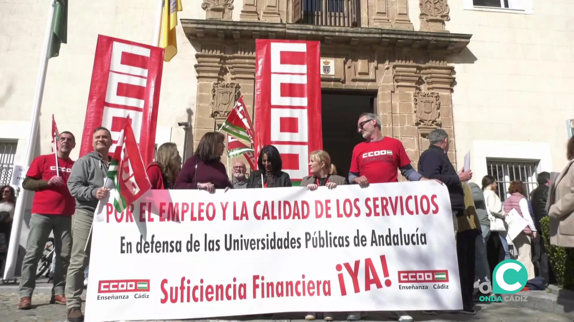 Imagen de la manifestación este jueves ante el rectorado