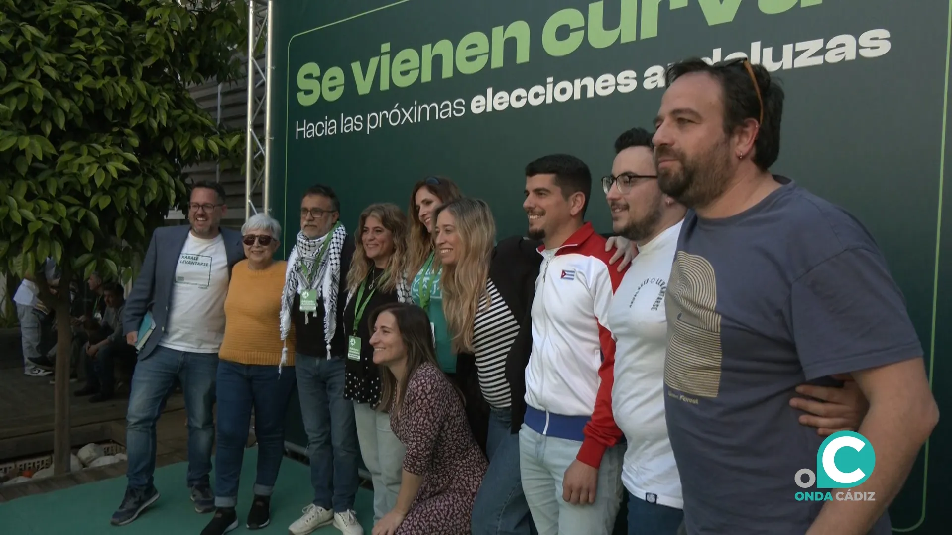 José Ignacio García, el candidato por Adelante Andalucía, junto a los cabezas de lista provinciales. 
