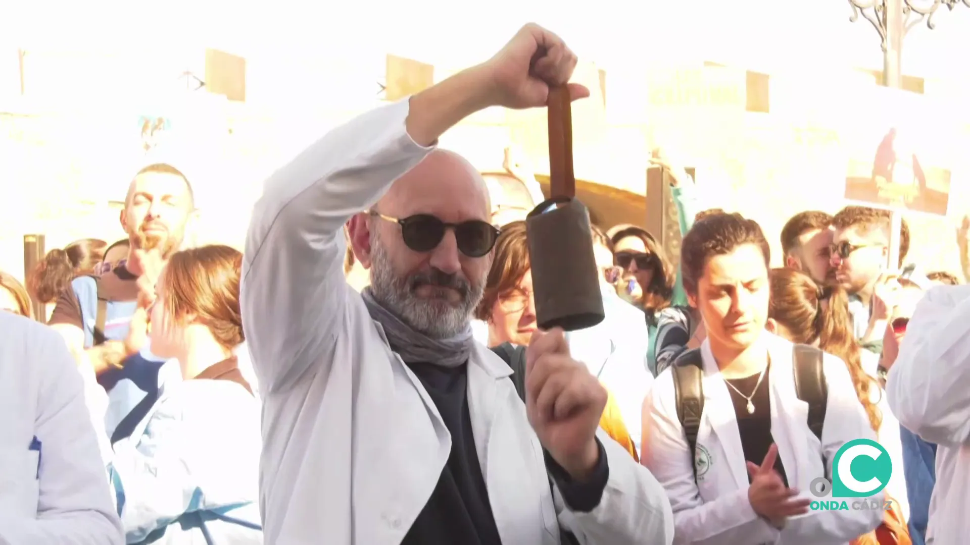 Uno de los participantes de la movilización este miércoles