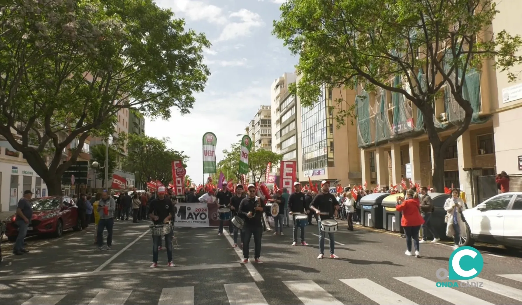 Manifestación del 1 de mayo por las calles de Cádiz. 