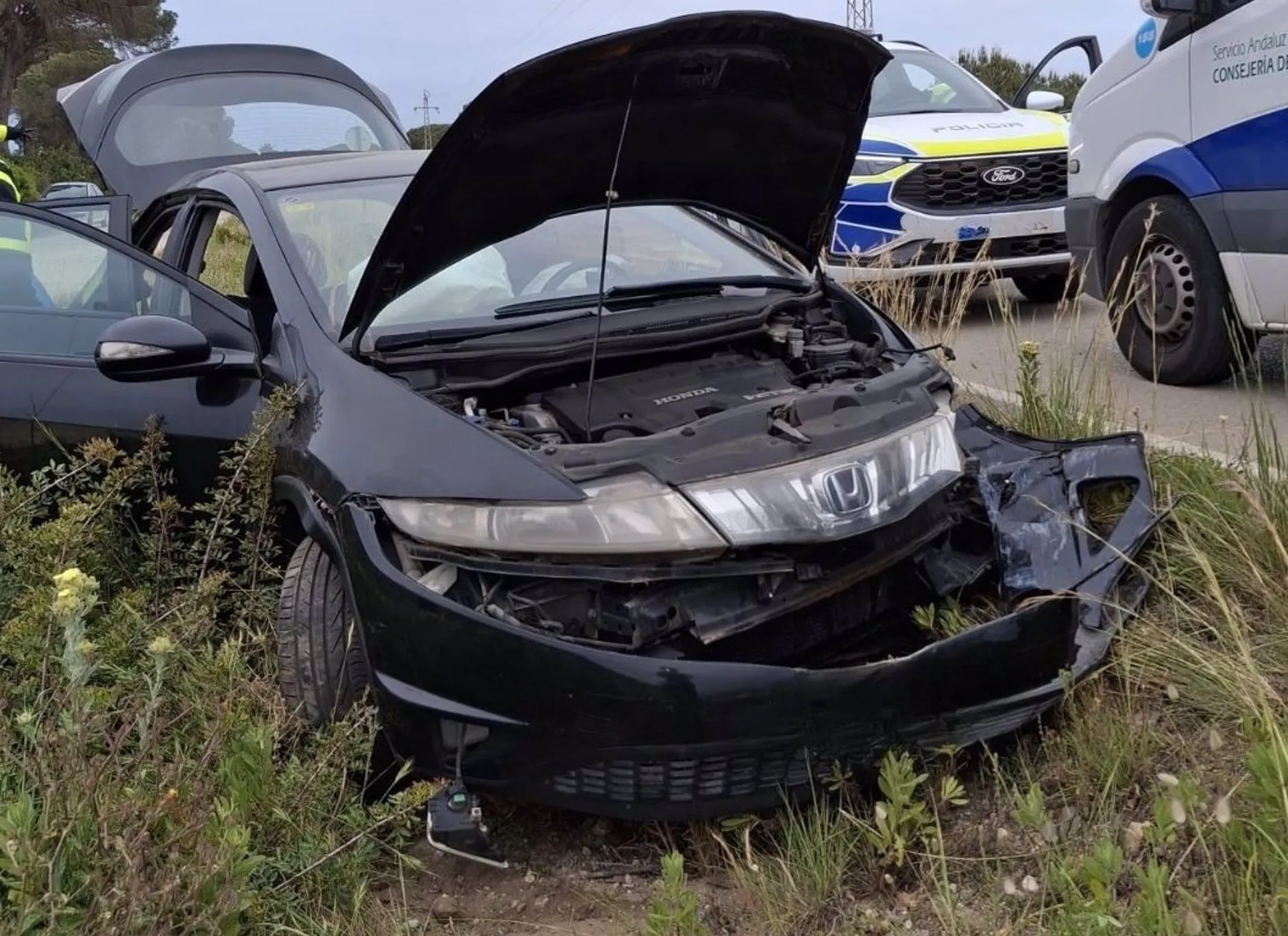 Uno de los automoviles implicados en el tráfico suceso en Conil de la Frontera