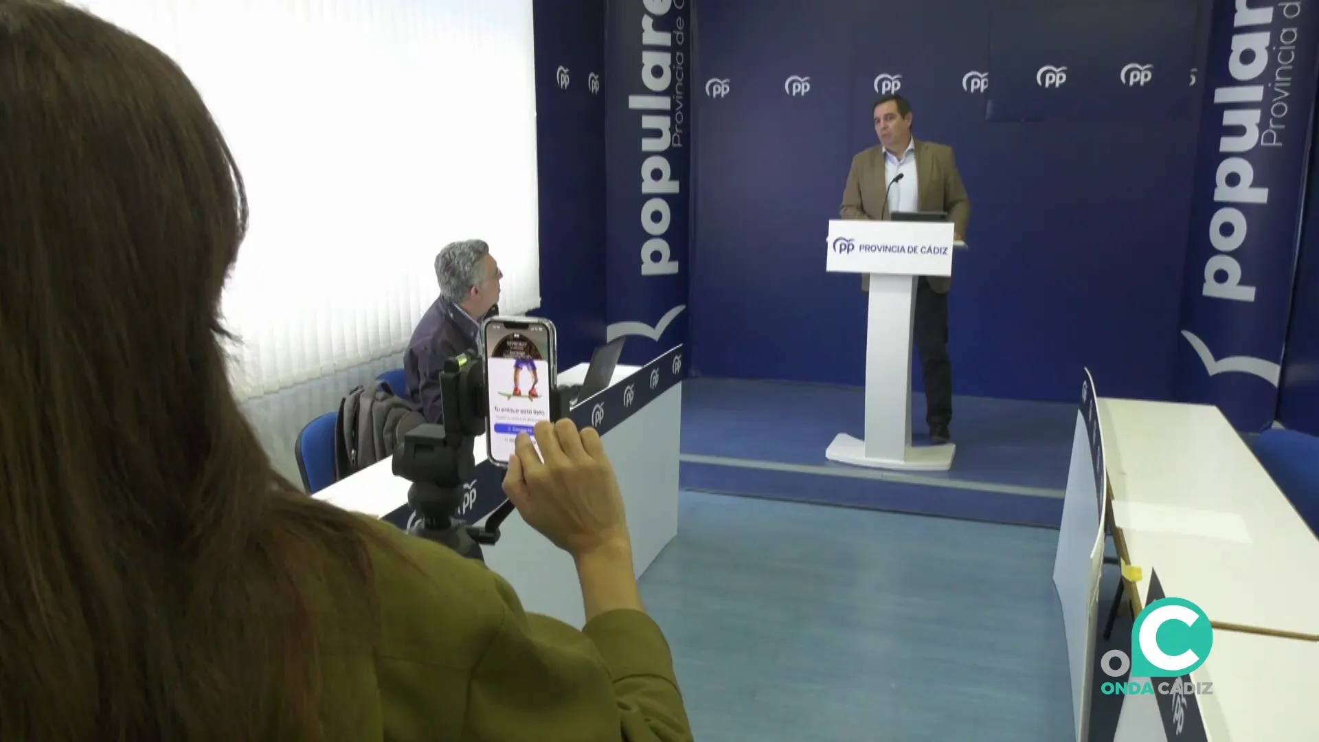 El diputado nacional del PP, Pedro Gallardo, durante la rueda de prensa este lunes