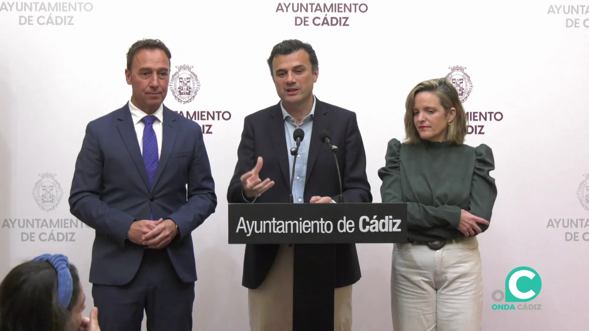 Un momento de la declaración del regidor gaditano ante los medios este martes