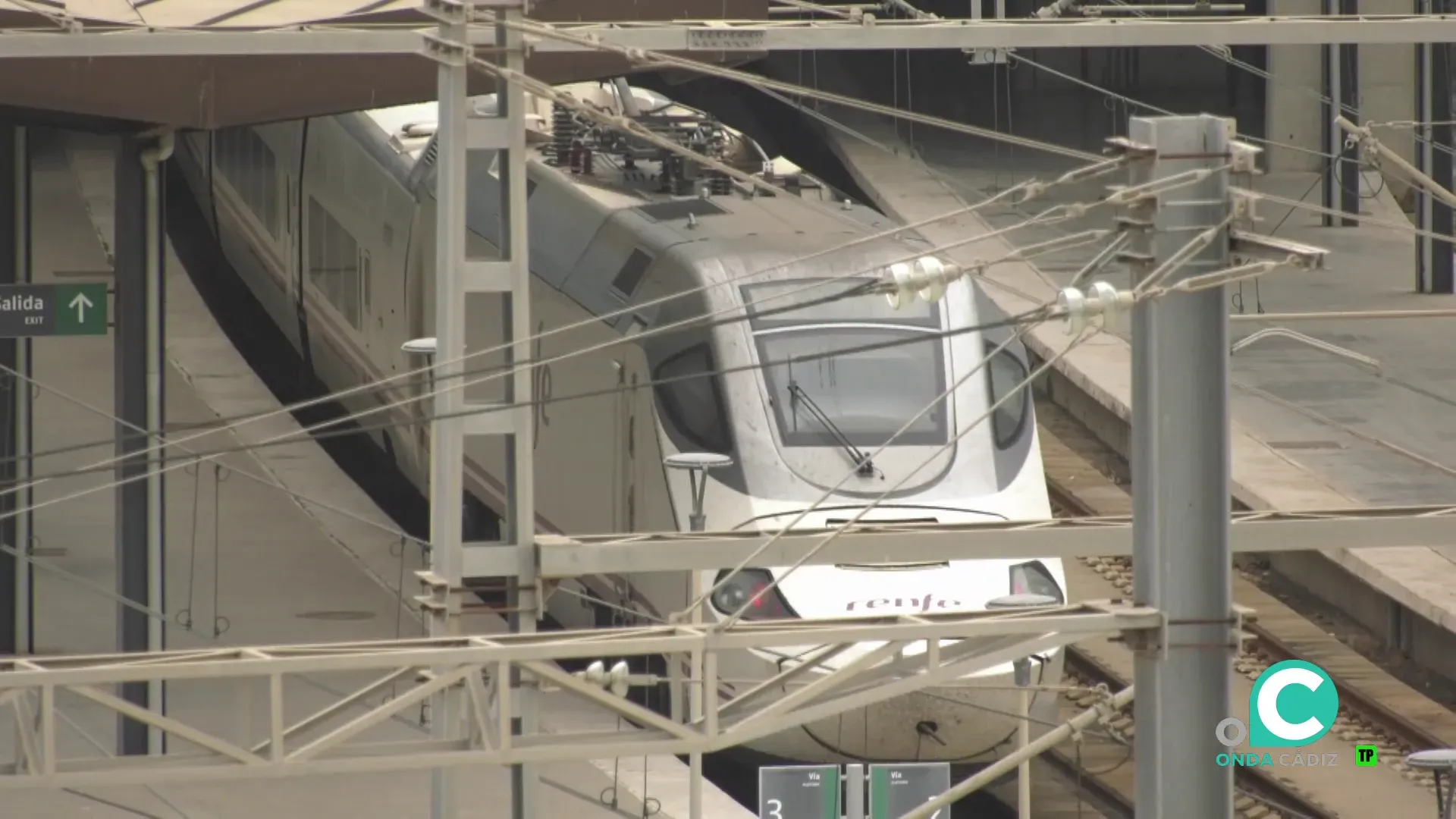 Tren a su llegada a la estación de Cádiz. 