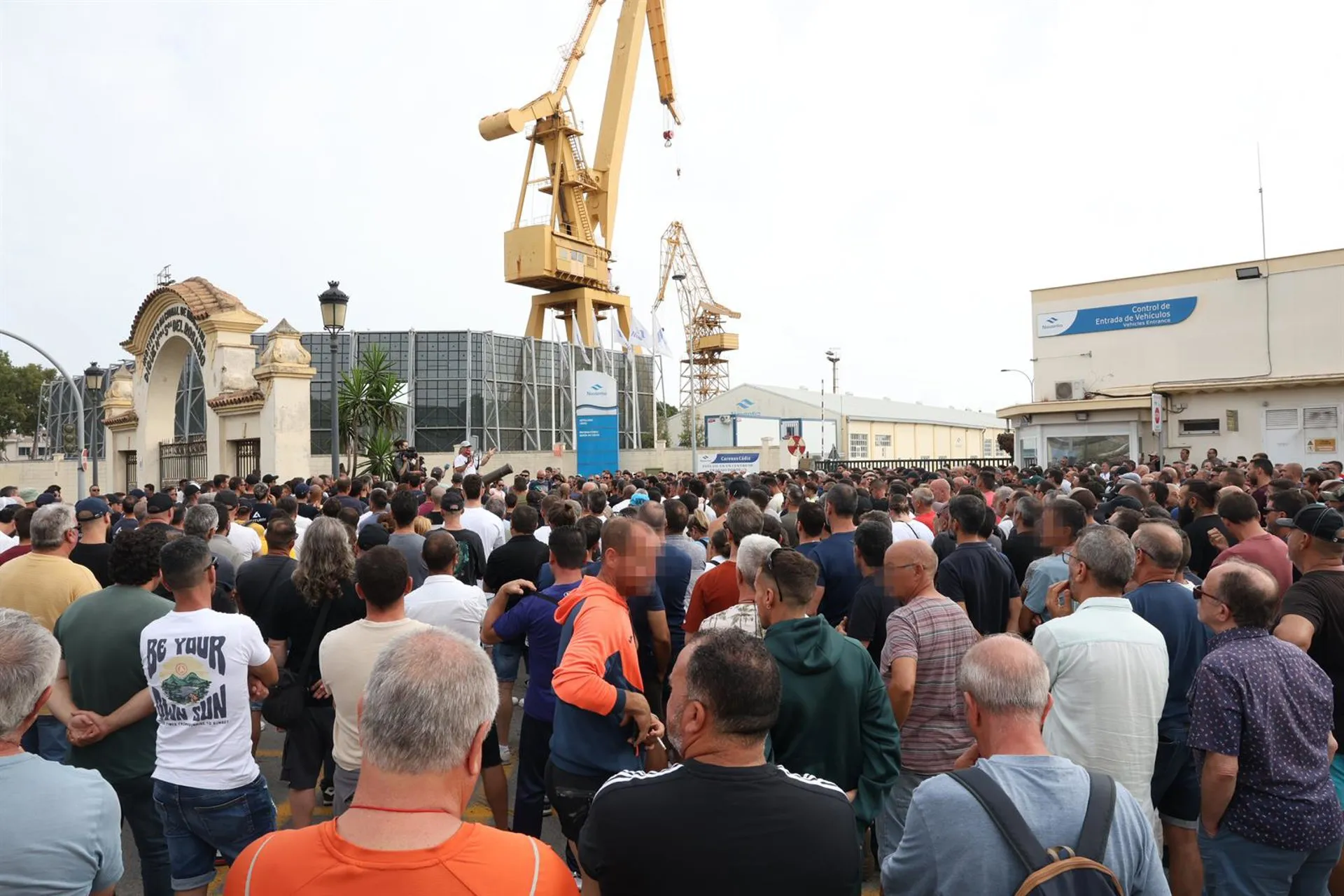 Trabajadores del metal durante una concentración en Cádiz.