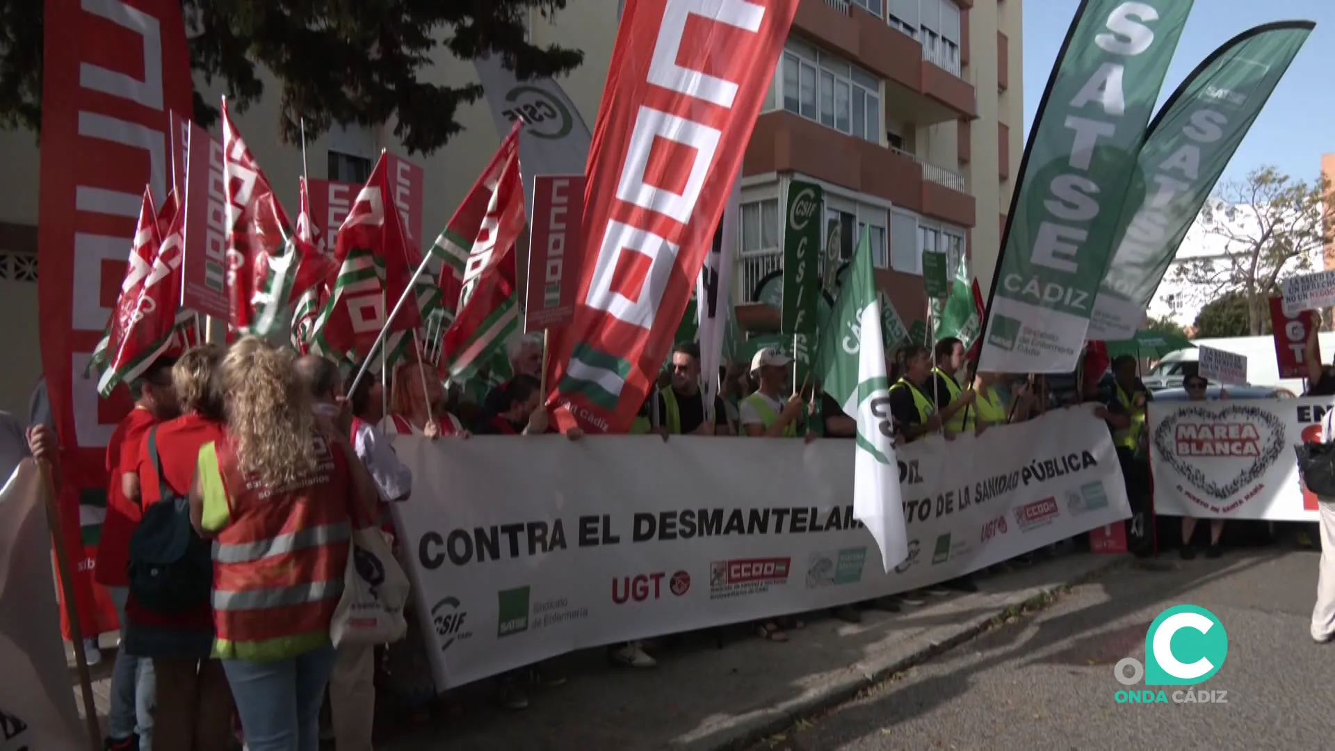 Una imagen de la movilización efectuada de este miércoles en la capital gaditana