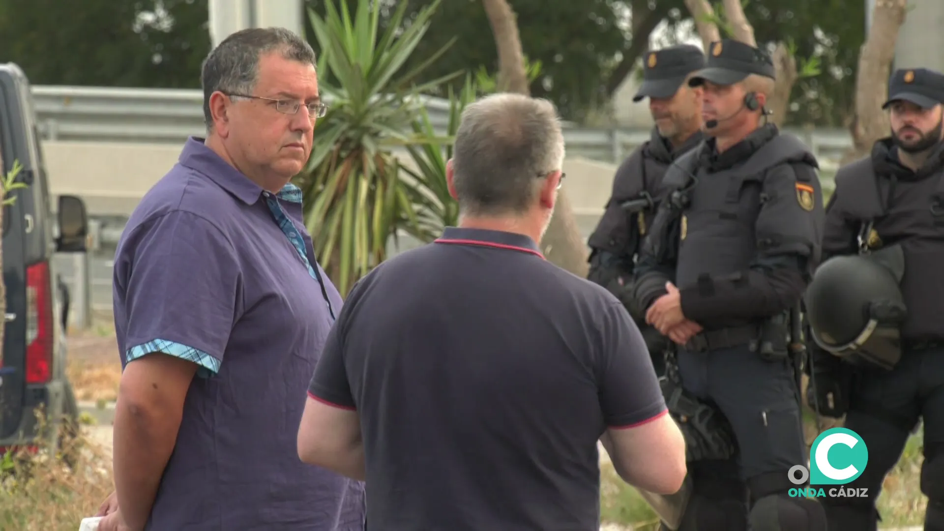 Pedro Lloret de CCOO en una de las movilizaciones en la Bahía