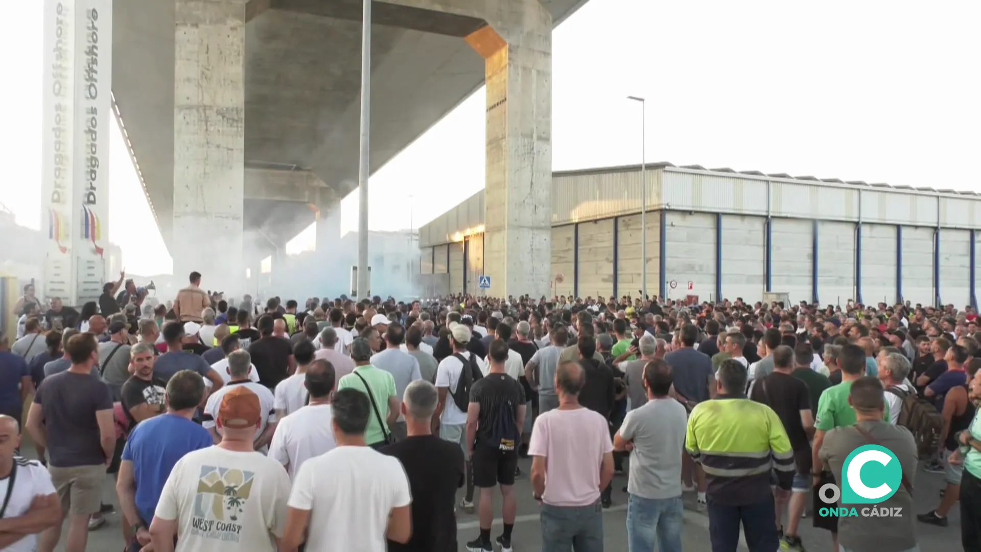 Un momento de la concentración de la mañana de este lunes