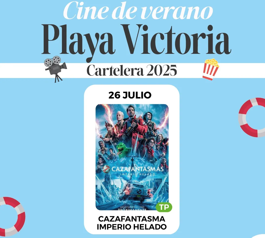 Cartel de la proyección de este sábado en la Playa Victoria de Cádiz. 