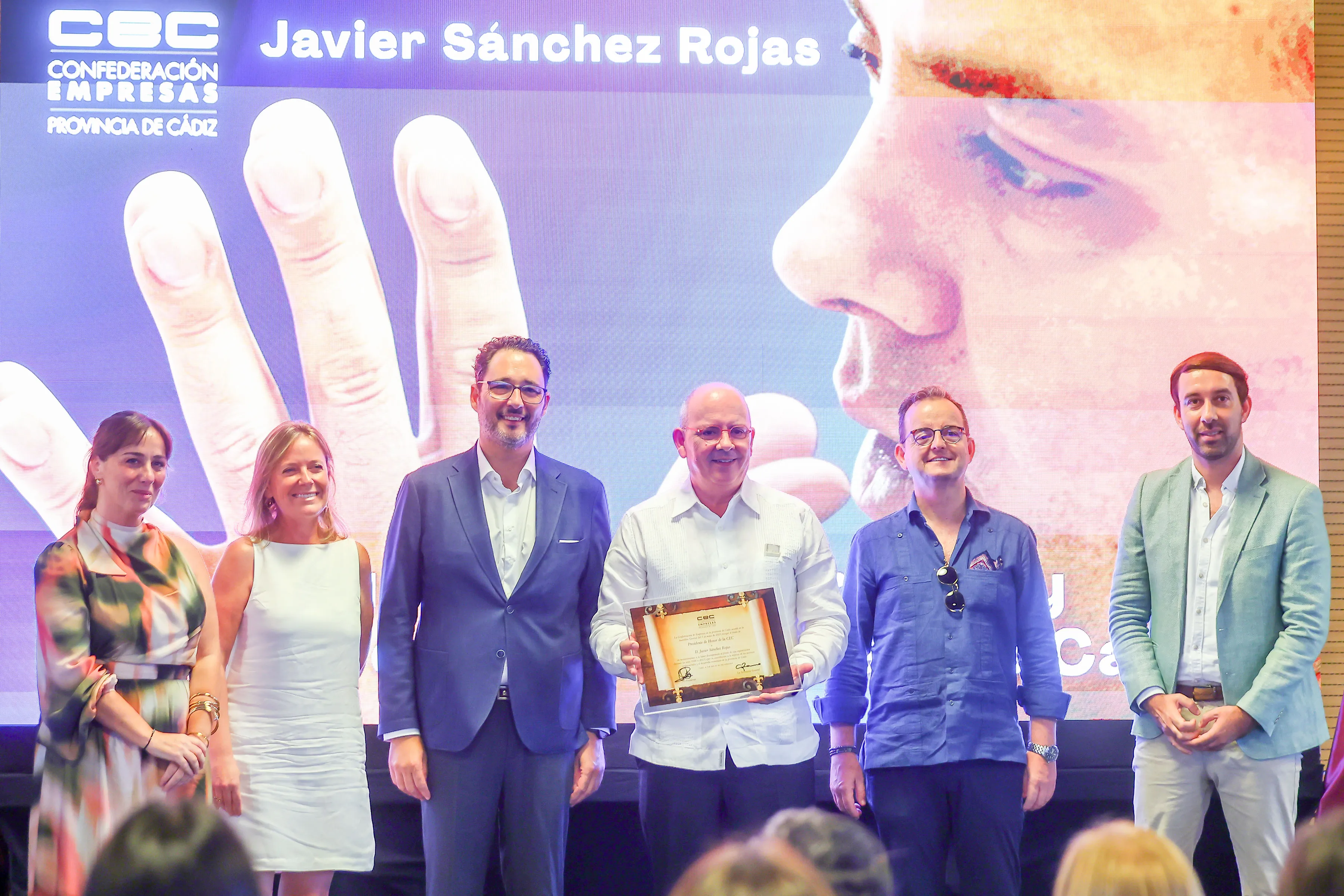 De Izquierda a derecha, Laura Bahamonde, Begoña Romero, José Andrés Santos, Javier Sánchez Rojas, Francisco Arroyal y Juan Antonio Parra