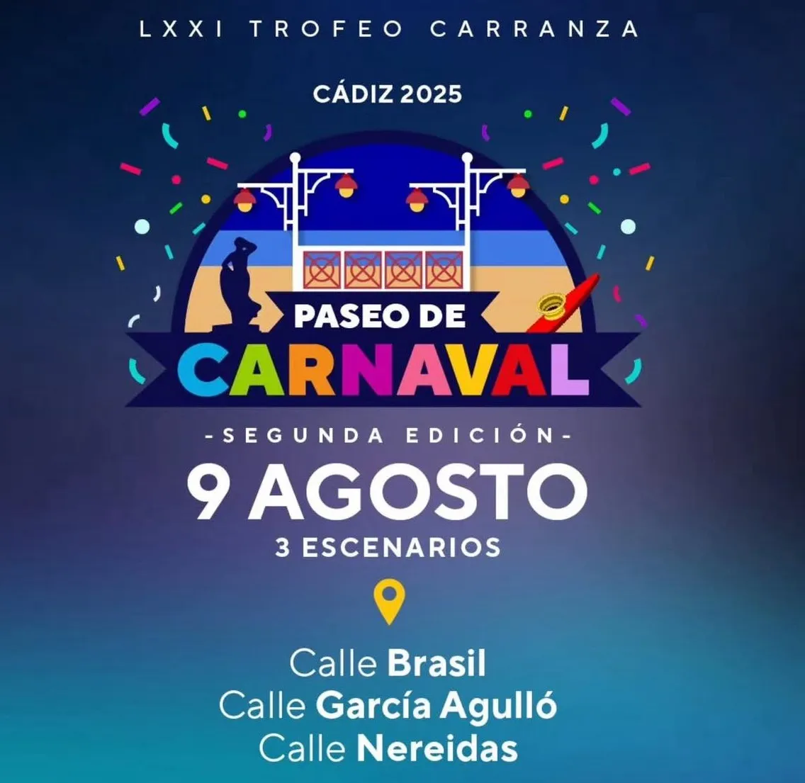 Cartel que ilustra el 'Paseo de Carnaval' que se celebra el 9 de agosto. 