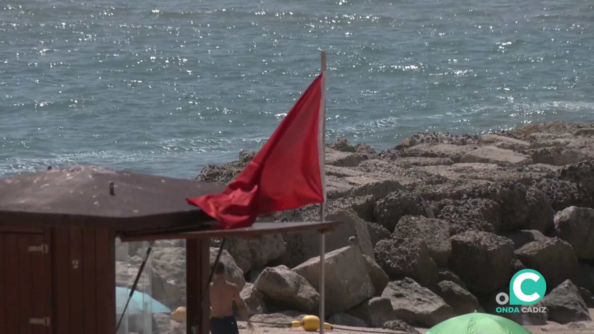 Señalización de prohibido el baño en Santa María del Mar