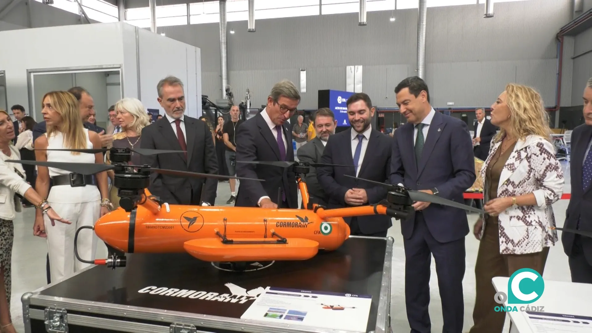 El presidente de la Junta de Andalucía, Juan Manuel Moreno, durante la inauguración del Centro de Innovación en Tecnologías de Fabricación Avanzada.