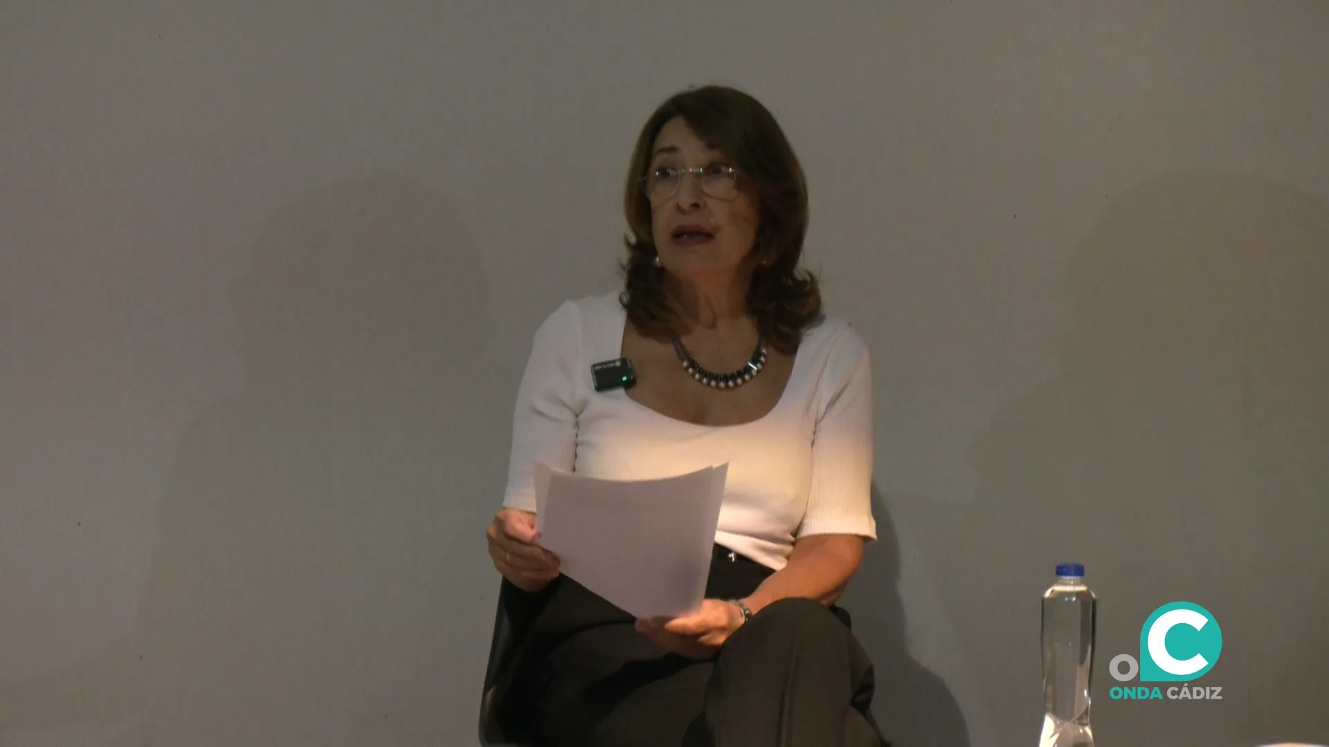 La catedrática de Arqueología de la Universidad de Sevilla, Mercedes Oria, en una conferencia sobre la Mujer en Gades. 