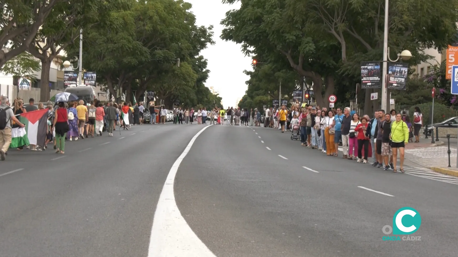 Cadena humana frente a la Subdelegación del Gobierno en Cádiz. 