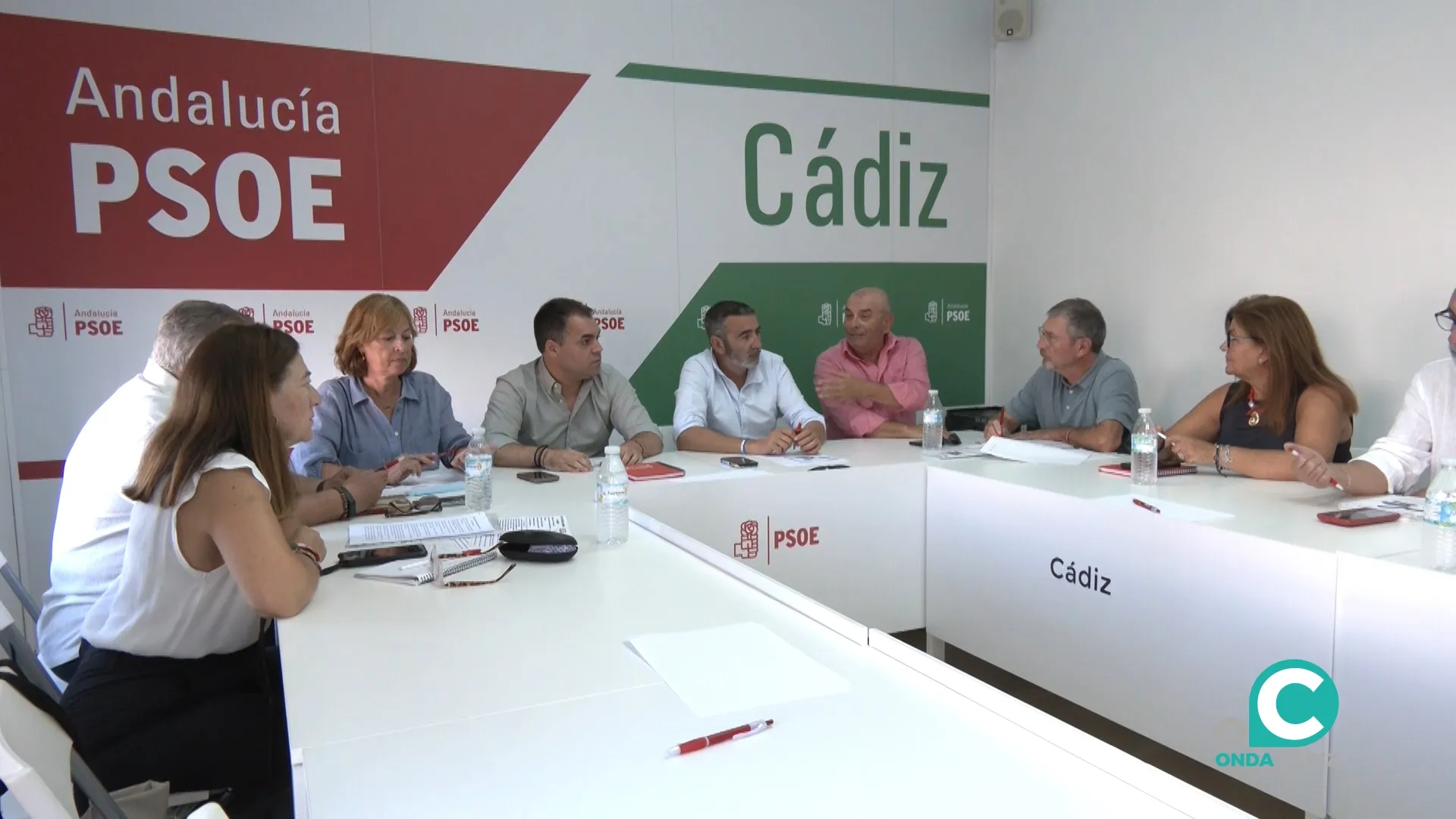 Encuentro mantenido este lunes entre CCOO y UGT y el PSOE provincial. 