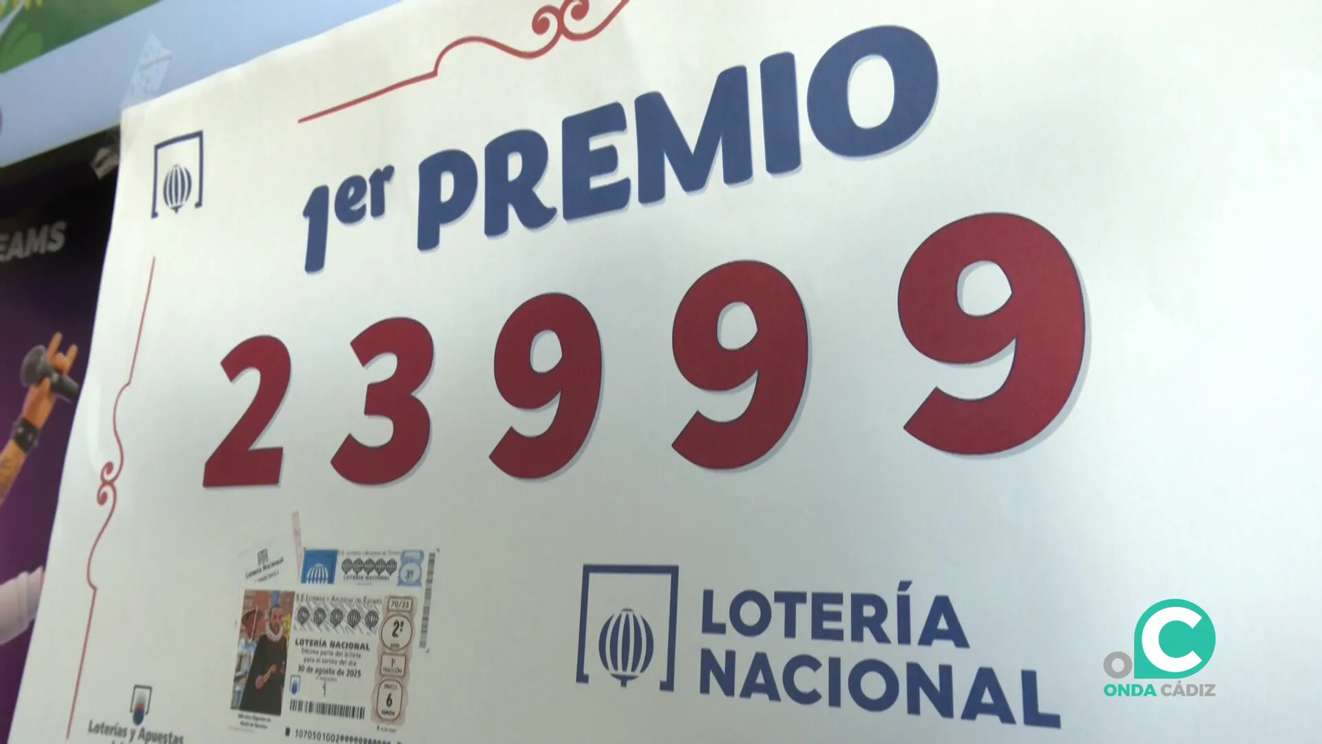 Cartel con los números que han traido la fortuna a la capital gaditana