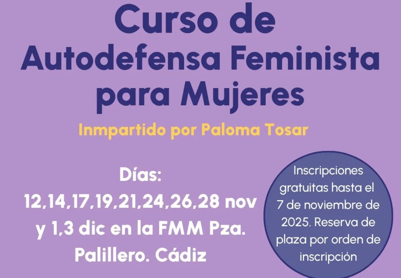 El taller de 'Autodefensa feminista comenzará el 12 de noviembre en la Fundación Municipal de la Mujer. 