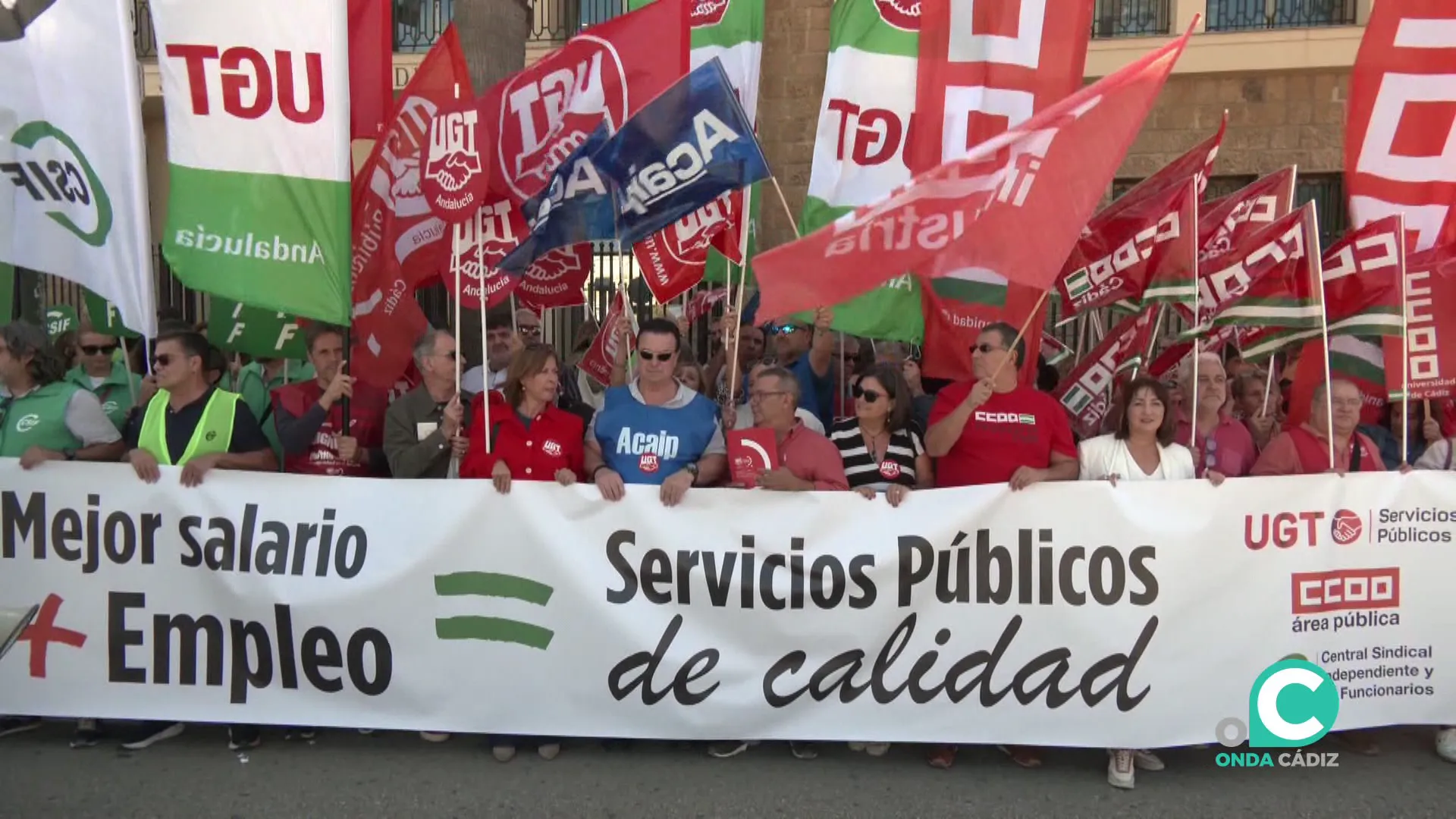 Protesta de este jueves en la capital gaditana