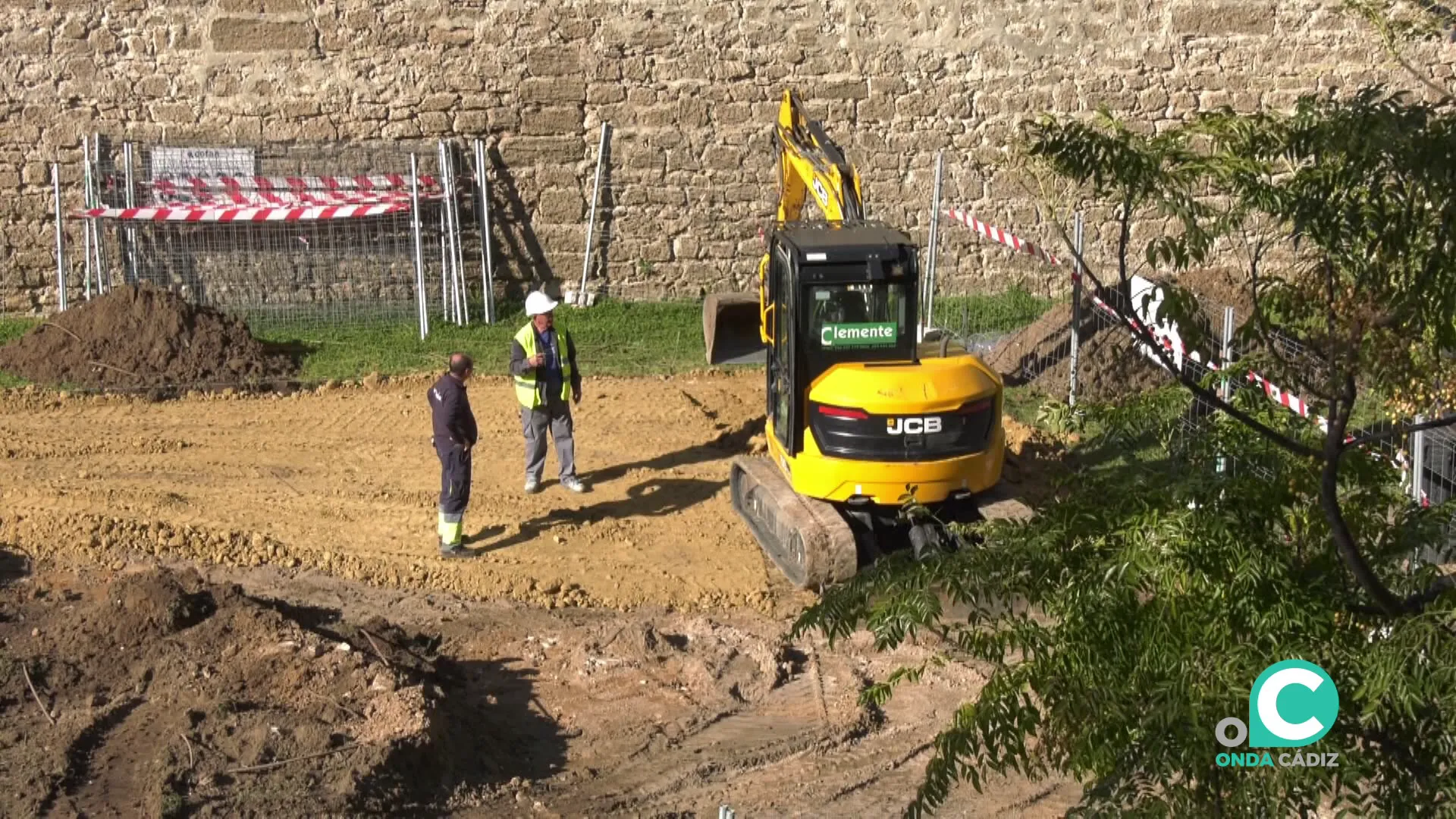 Maquinaria en la zona patrimonial este viernes.