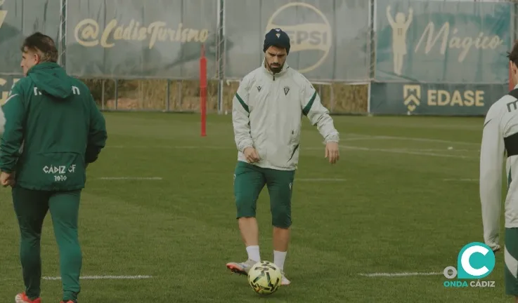 Suso en el entrenamiento de este jueves (Foto: Cádiz CF)