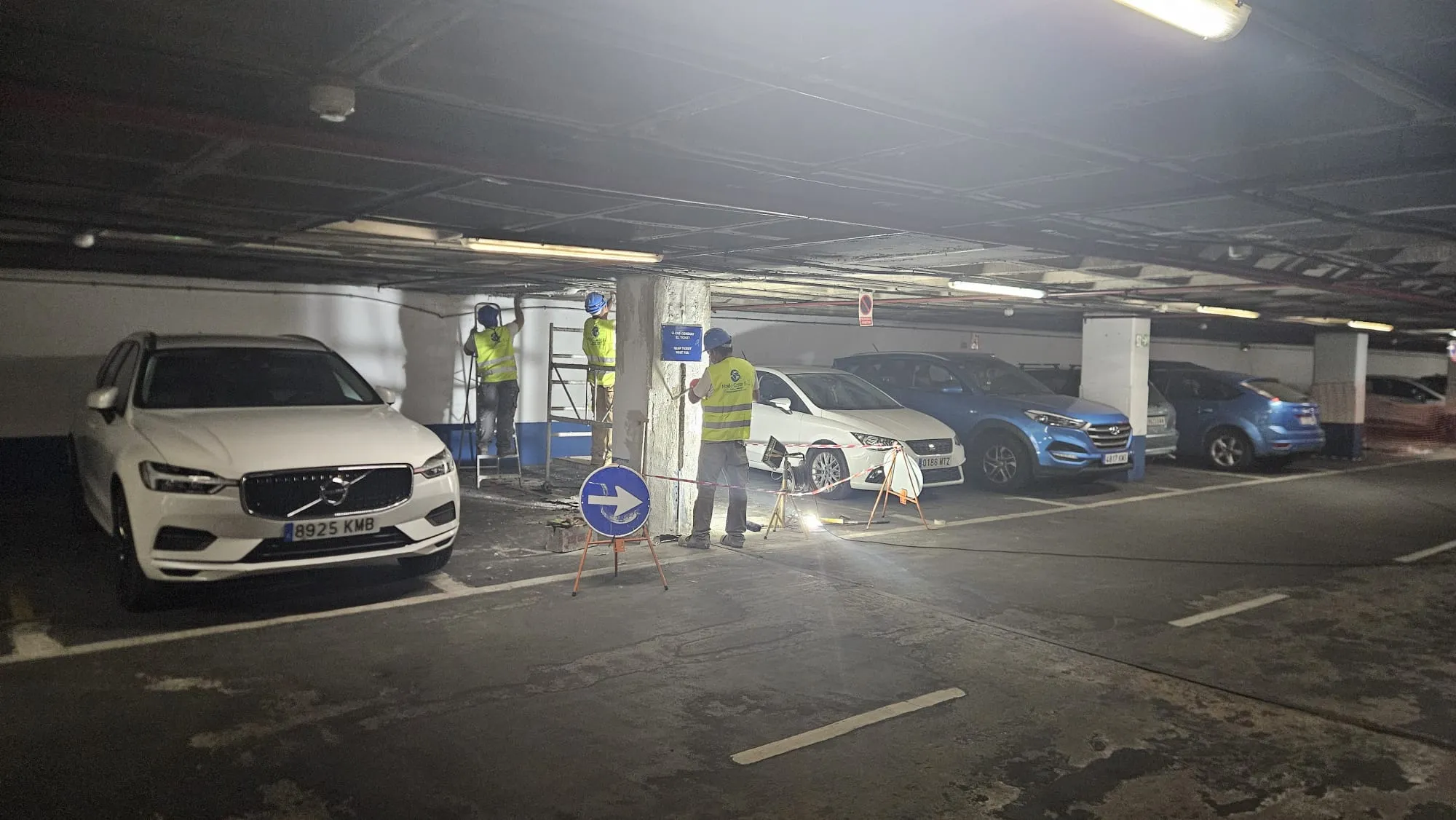 Obras de reparación de los forjados del aparcamiento del Campo del Sur.