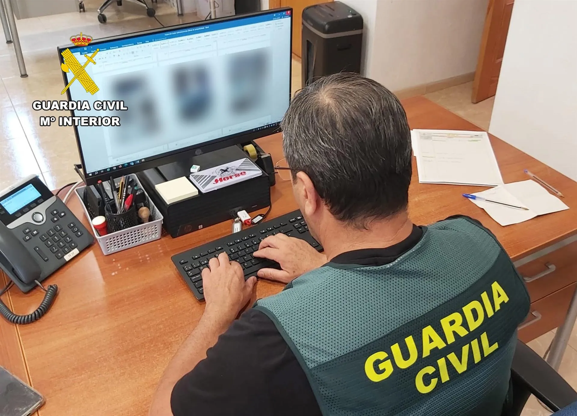 Agente de la Guardia Civil en labores de investigación